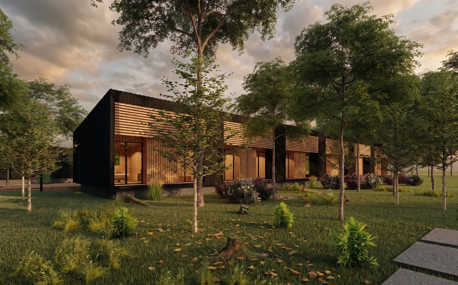 Casa de campo con revestimiento de madera