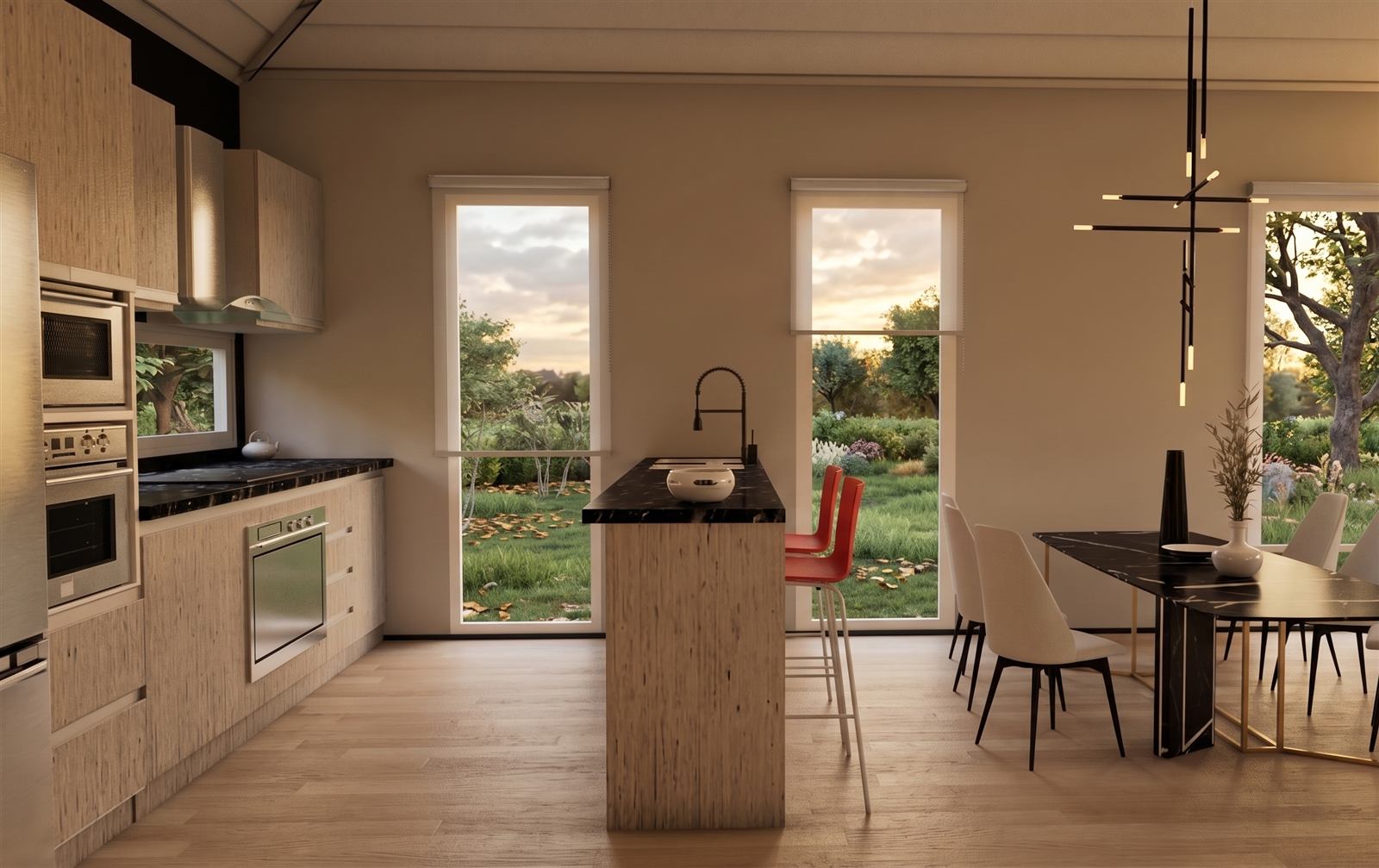 Vivienda moderna con revestimiento negro
